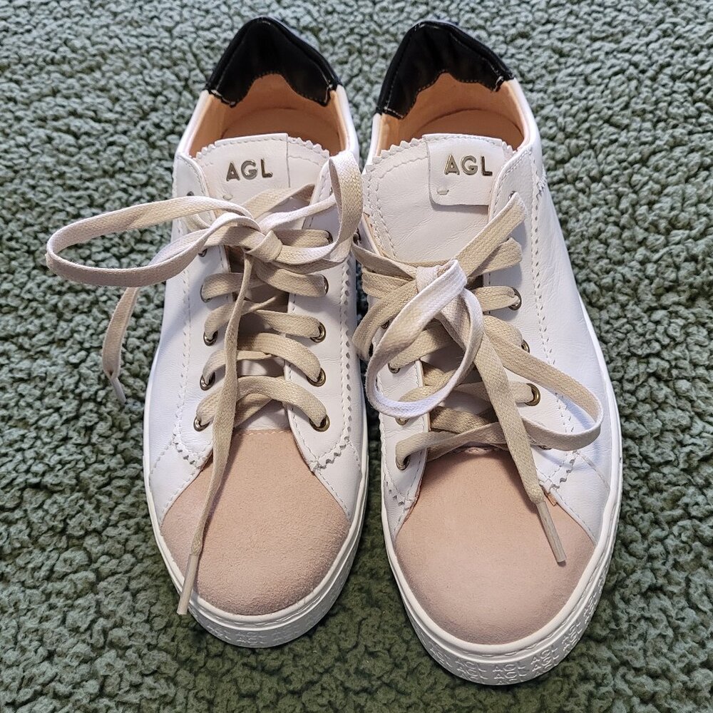 Women's AGL White with Black Sade Sneaker